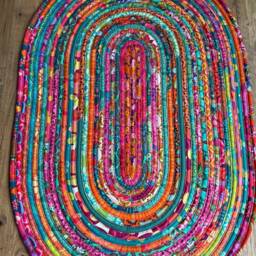 Boho Rug Aqua Orange Gold Pink Multi Color Jelly Roll Rainbow - thumbnail 4
