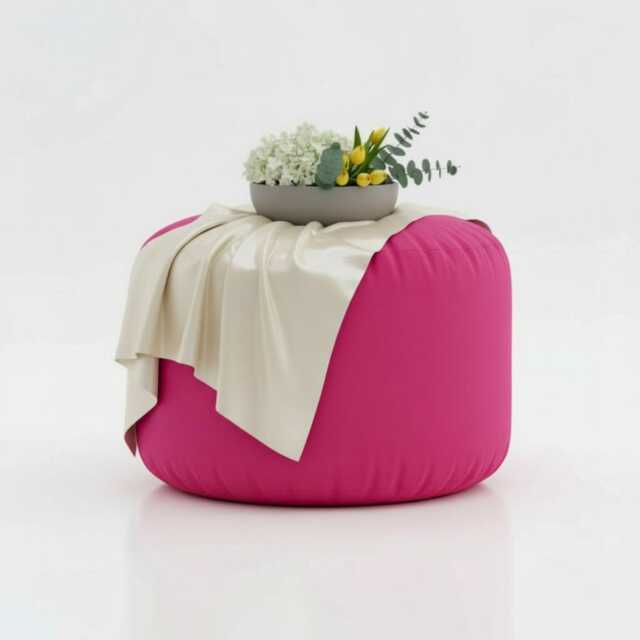 Bean Bag Round Pouffe Footstools Pink Ottoman Style Outdoor Indoor Water Resistant - image 1