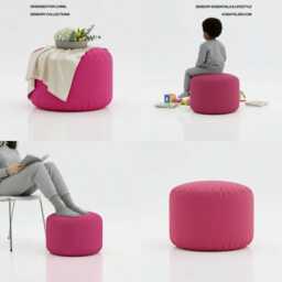 Bean Bag Round Pouffe Footstools Pink Ottoman Style Outdoor Indoor Water Resistant - thumbnail 3