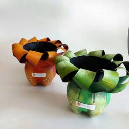 Upcycled Plastic Planter Handcrafted Indoor Garden Decor - thumbnail 4