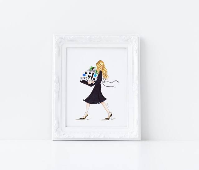 Art Print Holiday Rush - Holiday - Christmas Gifts Decor Fashion Illustration Print By Melsy's Illustrations - image 1