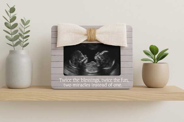 Twins Ultrasound Picture Frame Pregnancy Announcement, Baby Shower Decor - image 1