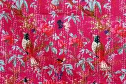 Floral Print Handmade Indian Handblock Jaipuri Kantha Quilt, Bedspread, Coverlet Size Multi - thumbnail 2