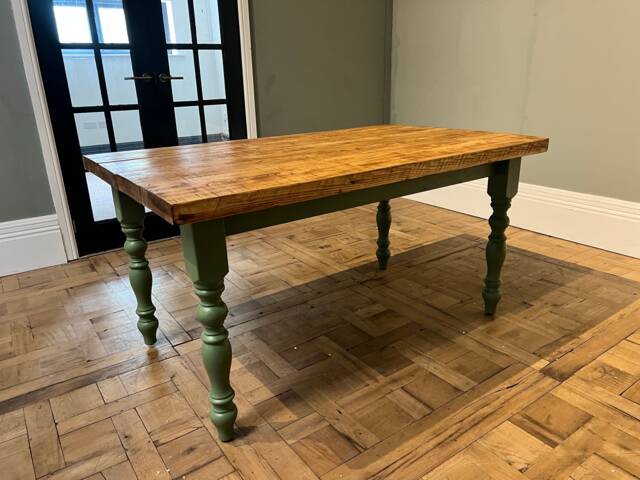 Handmade Chunky Wooden Farmhouse Table With Wax Finish - image 1