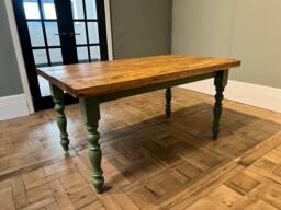 Handmade Chunky Wooden Farmhouse Table With Wax Finish