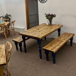 Handmade Chunky Wooden Farmhouse Table With Wax Finish - thumbnail 4