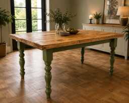 Handmade Chunky Wooden Farmhouse Table With Wax Finish