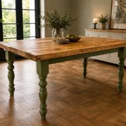 Handmade Chunky Wooden Farmhouse Table With Wax Finish - thumbnail 4