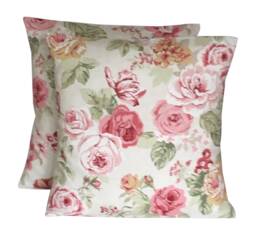 "2 X Clarke & Genevieve Cushion Covers Vintage Floral Pink Sage Green 16""-24"