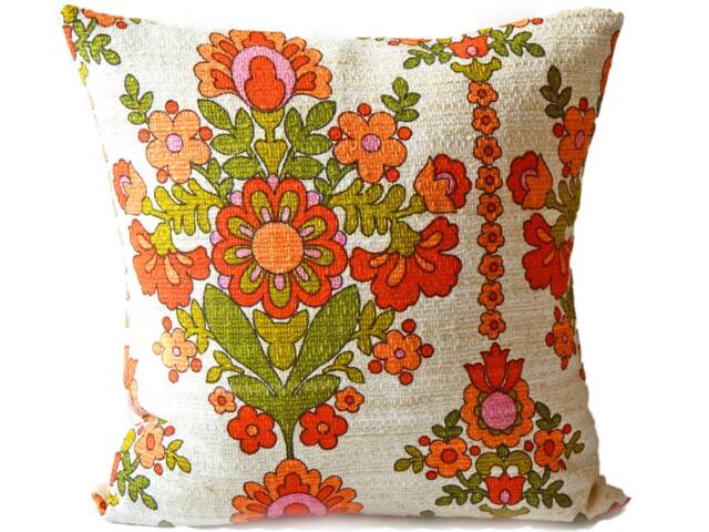 Retro Cushion 60 X 40 cm - 50 Scandi Folk Art, Red Orange Green 70S Cover Folklore Vintage Country House Style Children's Room - image 1