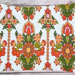 Retro Cushion 60 X 40 cm - 50 Scandi Folk Art, Red Orange Green 70S Cover Folklore Vintage Country House Style Children's Room - thumbnail 2