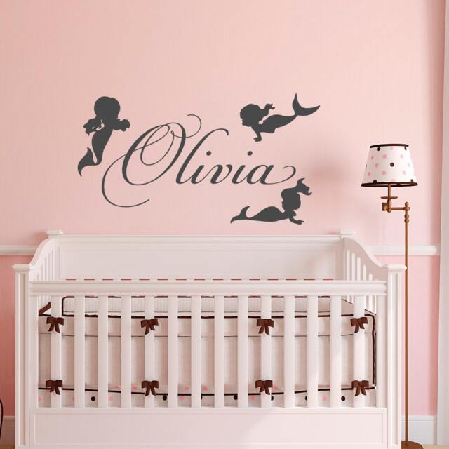 Mermaid Nursery Wall Decal Personalized Girl Name Decor P15 - image 1