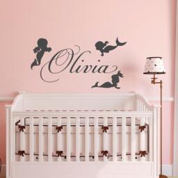 Mermaid Nursery Wall Decal Personalized Girl Name Decor P15 - thumbnail 1