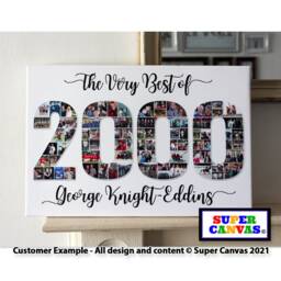 16Th 18Th 21st Birthday Birth Year Number Picture Photo Collage Party Display Board Framed Canvas Print Son Daughter Friend Gift - thumbnail 2
