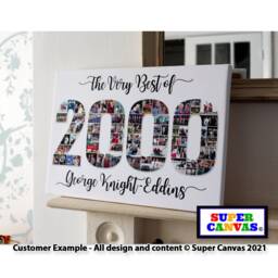 16Th 18Th 21st Birthday Birth Year Number Picture Photo Collage Party Display Board Framed Canvas Print Son Daughter Friend Gift - thumbnail 1