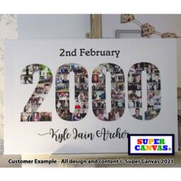 16Th 18Th 21st Birthday Birth Year Number Picture Photo Collage Party Display Board Framed Canvas Print Son Daughter Friend Gift - thumbnail 4