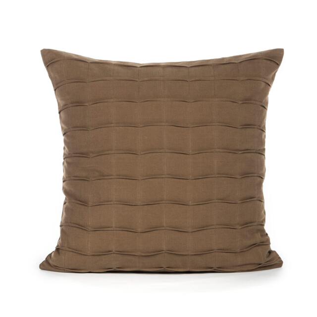 Light Brown Pintuck Throw Pillow Cover, Cotton Cushion, 20x20