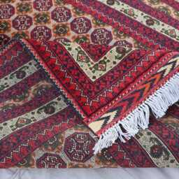 3'3x5 Ft Afghan Bokhara Rug, Turkmen Mowri Tribal Handmade Wool Oriental Bedroom, Office, Kitchen Carpet, 100x150 cm Area Rug - thumbnail 4