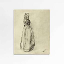 Full Skirt Drawing - Vintage Sketch French Woman Black & White Neutral Art Print Whistler Sizes 5x7 8x10 - thumbnail 3