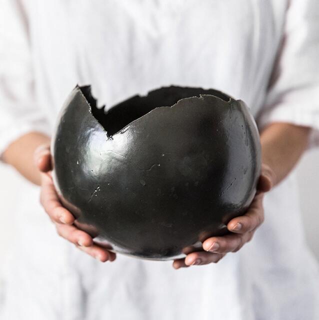 x-Large Black Ceramic Contemporary Planter, Vase For Flowers - image 1