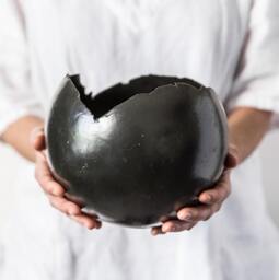 x-Large Black Ceramic Contemporary Planter, Vase For Flowers - thumbnail 1
