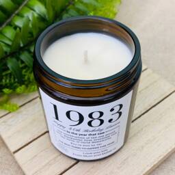 40Th Birthday Personalised Candle - 1983 Year You Were Born Milestone Gift For Women - Men Soy Wax No Paraffin Amber Jar - thumbnail 3