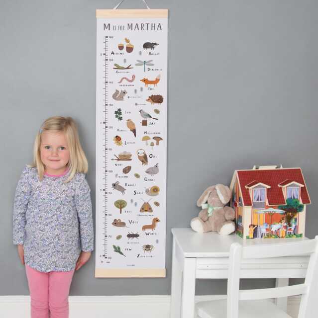 Personalised Woodland Alphabet Height/Growth Chart - Children's Wall Art - image 1