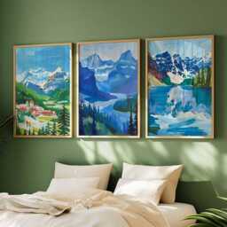 Set Of 3 Banff Canada Posters, Travel Posters Set, Prints, Canadian Wall Art, National Park Decor, Mountain Print - thumbnail 3