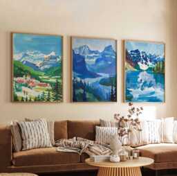Set Of 3 Banff Canada Posters, Travel Posters Set, Prints, Canadian Wall Art, National Park Decor, Mountain Print - thumbnail 1