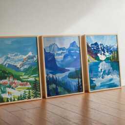 Set Of 3 Banff Canada Posters, Travel Posters Set, Prints, Canadian Wall Art, National Park Decor, Mountain Print - thumbnail 2