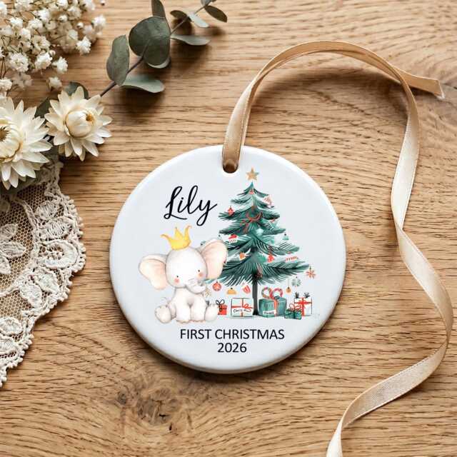 Personalised Babys First Christmas Bauble - 1st Xmas Tree Ceramic Decorations With Any Name Newborn Baby Boy Or Girl Hanging Ornaments - image 1