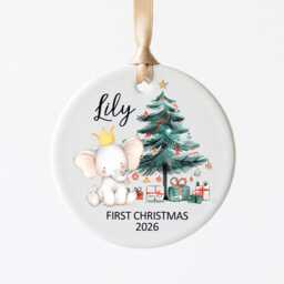 Personalised Babys First Christmas Bauble - 1st Xmas Tree Ceramic Decorations With Any Name Newborn Baby Boy Or Girl Hanging Ornaments - thumbnail 2