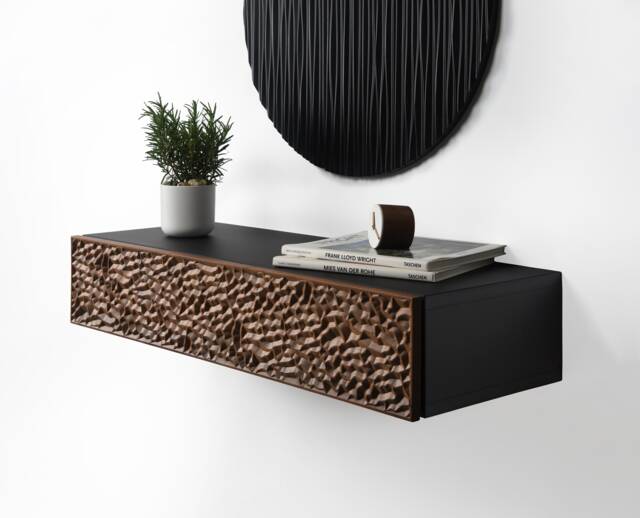 Floating Hall Console With 1 Black & Walnut Drawer Modern Wall Decoration/Tv Stand Cabinet/ Cabinet - image 1