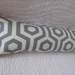 Draught Excluder Handmade 100% Cotton Fabric Geometric Retro Print Grey Off-White Neutral Colour Scheme - thumbnail 3