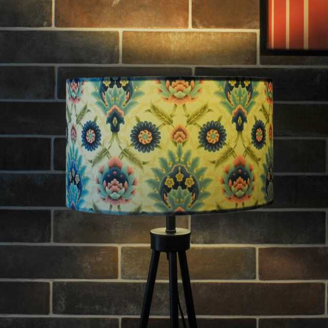 Muhtesem Sage Green Floral Turkish Pattern Print Velvet Lampshade 25cm 30cm 35cm 40cm 45cm -Drum Lamp Shade Handmade Home Decor Ceiling - image 1