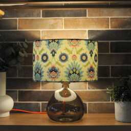 Muhtesem Sage Green Floral Turkish Pattern Print Velvet Lampshade 25cm 30cm 35cm 40cm 45cm -Drum Lamp Shade Handmade Home Decor Ceiling - thumbnail 3