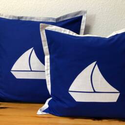 Marine Cushion Cover, Key Cover Sailboat Blue/White 40x40cm - thumbnail 2