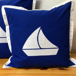 Marine Cushion Cover, Key Cover Sailboat Blue/White 40x40cm - thumbnail 3