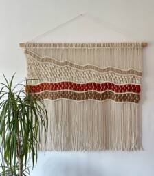 Extra Large Macrame Wall Hanging, Woven Wool Tapestry, Bohemian Art Decoration, Abstract Textile For Interior, Modern Rug - thumbnail 1