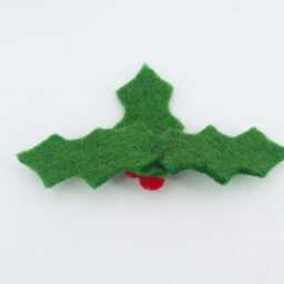 Wool Felt Holly Ornament - Handmade Christmas Tree Decoration - thumbnail 4