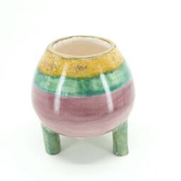 Ceramic Handmade Succulent Pot, Colorful Planter With 3 Legs Home Decor, Mother's Day Gift - thumbnail 4
