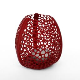 3D Printed Modern Voronoi Glass Tealight Holder With Candle - thumbnail 2
