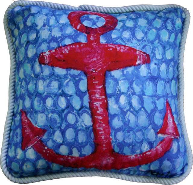 Anchor Pillow, Beach Coastal Nautical Decor For House, 20 X 20 - image 1
