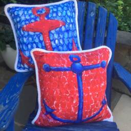 Anchor Pillow, Beach Coastal Nautical Decor For House, 20 X 20 - thumbnail 2