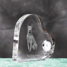 Thai Ridgeback - Crystal Clock in The Shape Of A Heart With Image Pure-Bred Dog - thumbnail 3
