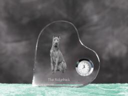 Thai Ridgeback - Crystal Clock in The Shape Of A Heart With Image Pure-Bred Dog - thumbnail 1
