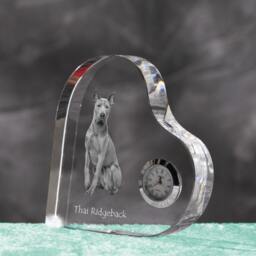 Thai Ridgeback - Crystal Clock in The Shape Of A Heart With Image Pure-Bred Dog - thumbnail 2