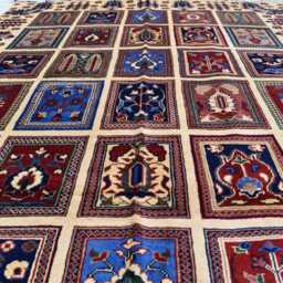 Handmade Afghan Wool Rug Colorful Square Panel Design - 6.8x4.11 Ft - thumbnail 2