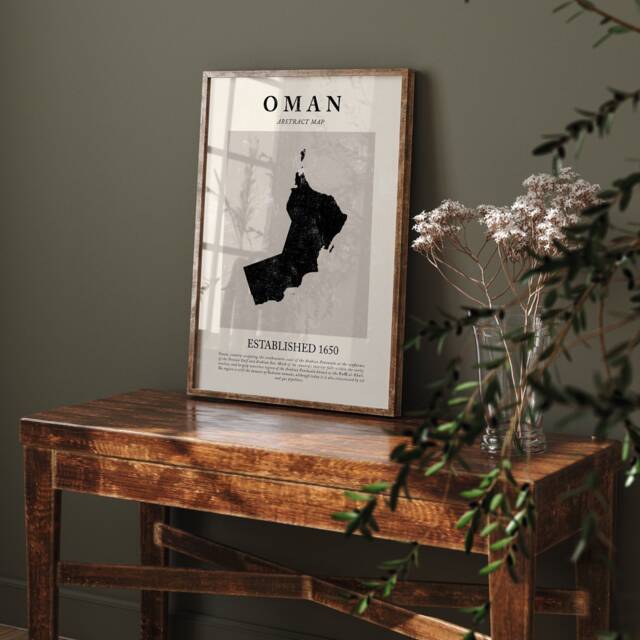 Oman Map Vintage Abstract Wall Art Print Picasso + Matisse Inspired Travel Poster - image 1