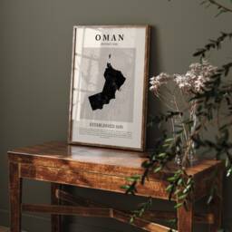 Oman Map Vintage Abstract Wall Art Print Picasso + Matisse Inspired Travel Poster - thumbnail 1